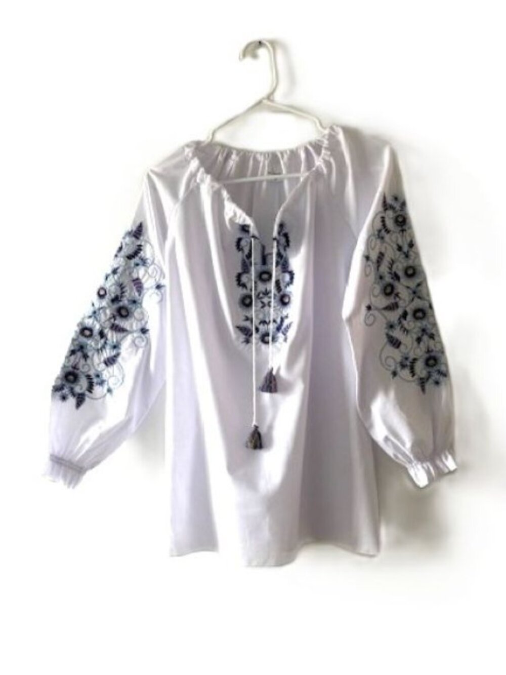 Galychanka Embroidered Blouse with Drawstring Neckline - Made in Ukraine
